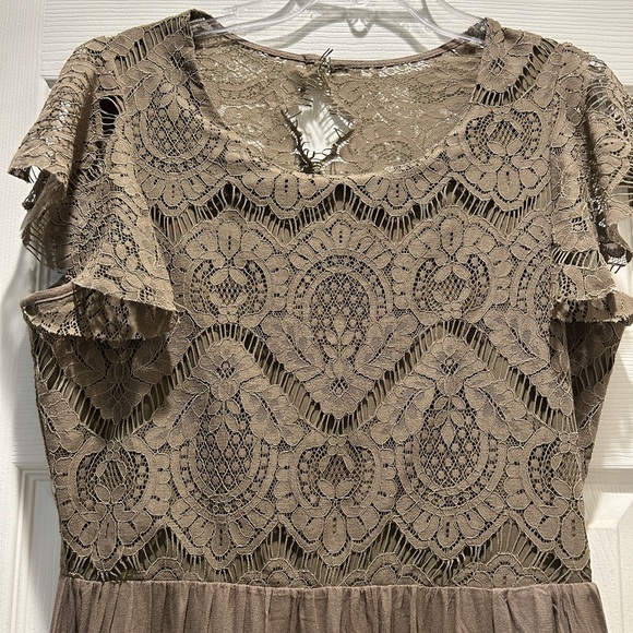 Joyfolie Olive Green Lace Dress - Picture 5 of 8